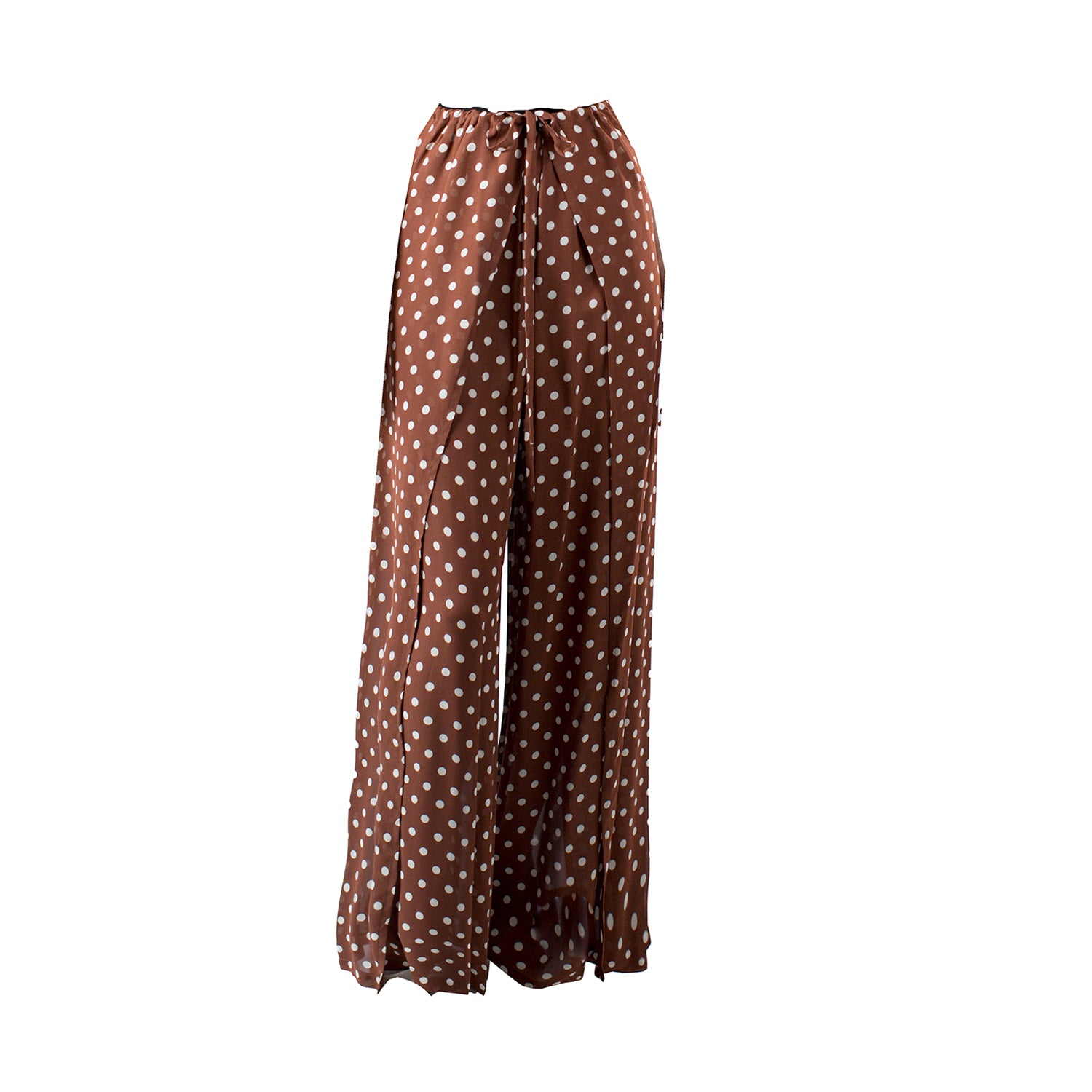 Paloma Wrap Pants-Brown Polkadot