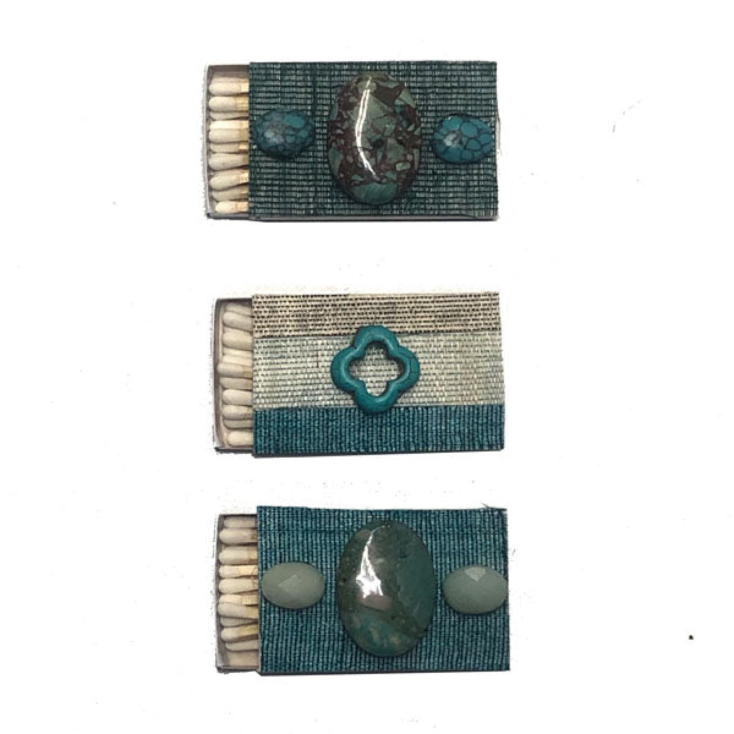 semiprecious & pineapple matchboxes turquoise