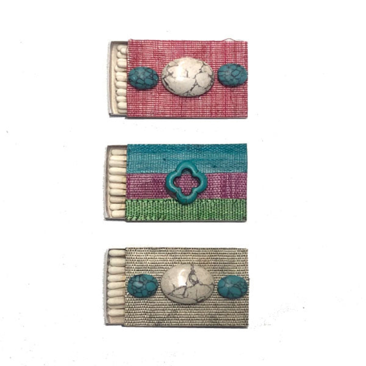 semiprecious stone  and pineapple matchboxes